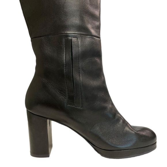 STUART WEITZMAN Black Leather Knee High Heel Boots Shoes 5.5 - Picture 11 of 16